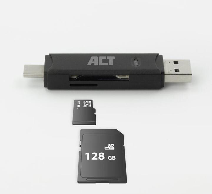 Immagine prodotto Lettore di schede USB 3.2, SD/micro SD, USB-C o USB-A, nero (USB-C 3.2 Gen 1)