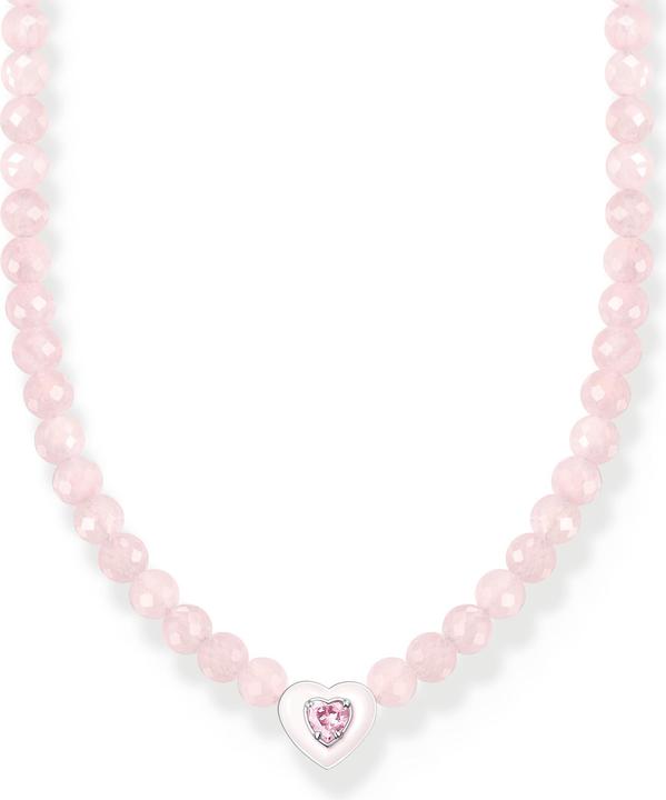 Thomas Sabo Choker Herz mit pinken Perlen (925er Silber, Emaille, 34 - 42 cm)