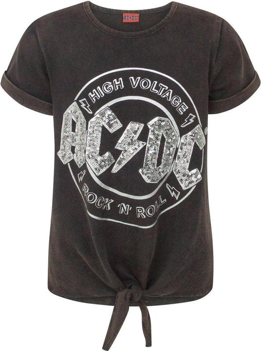 AC/DC High Voltage TShirt Vorne gebunden Mädchen kurzärmlig