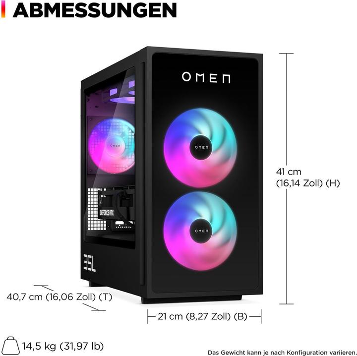 Produktbild HP OMEN GT16-0471ng 35L Gaming Desktop R7-8700G 32GB/1TB SSD RTX 4060 Ti Win11 (AMD Ryzen 7 8700G, 32 GB, 1000 GB, GeForce RTX 4060 Ti)