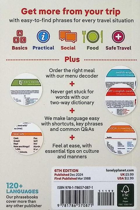 Produktbild Swahili Phrasebook & Dictionary (Englisch, Lonely Planet, Benjamin Martin, 2024)