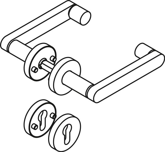 Actual product image Hewi Rosette set 270XAH01.230 Stainless steel round PZ DIN left / right D/D (Door set)
