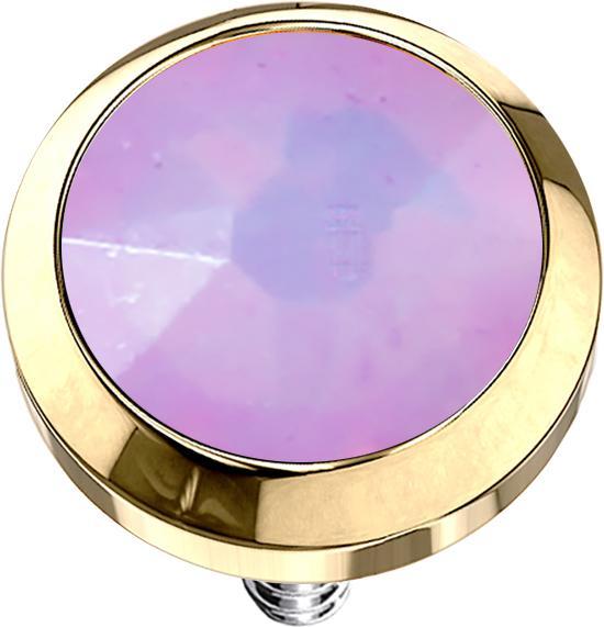 Star Piercing Dermal Anchor vergoldet mit Opal pink (ohne Messing, Chirurgenstahl 316L)
