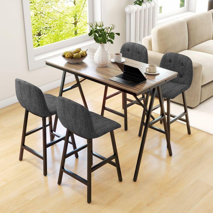 Produktbild Swisshandel24 Bartisch mit Barhocker Set, 5-teilig Essgruppe, Küchentisch, Bartisch Set, Braun (120 x 60 x 91 cm)