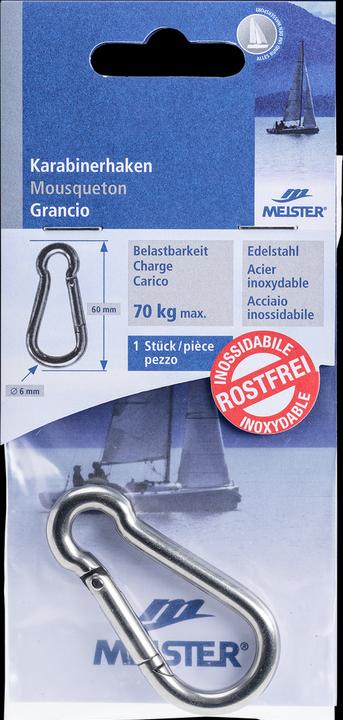Image du produit Meister Mousqueton acier inoxydable ø 6 mm 60 mm