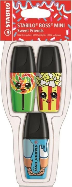 STABILO Highlighter BOSS MINI 3s Sweet Friends case (Multicoloured, 5 mm, 3 x)