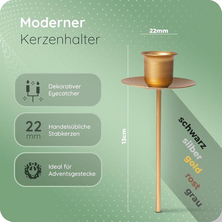 Produktbild Novaliv 12x Kerzenhalter Metall Stabkerzen GOLD Kerzeneinsatz Tafelkerzen Kerzentüller Metall