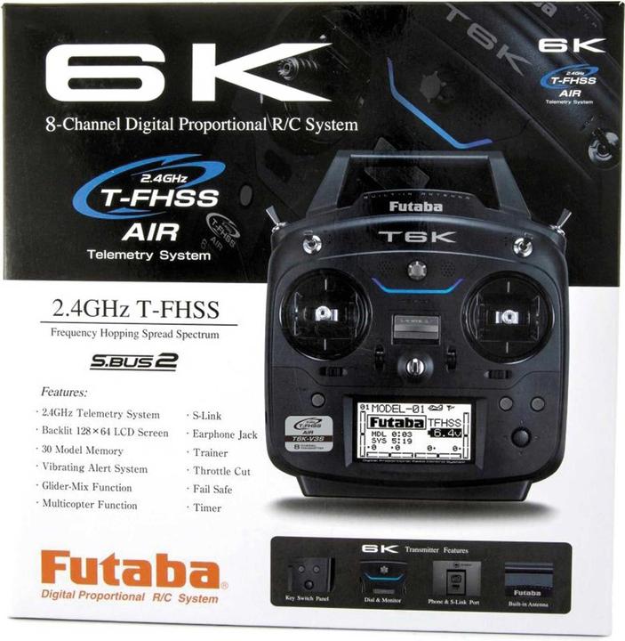 Image du produit Futaba t6k v3s 2.4ghz t-fhss+r3008sb mode 1 8 canaux avec télémétrie