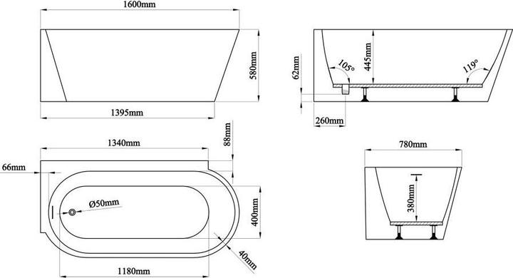 Actual product image Shower Design Rivaso (225 l, 78 cm, 160 cm)