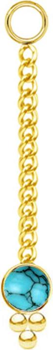 Star Piercing Anhänger vergoldet Kette mit Anhänger Türkis Stein drei Kugeln (ohne Messing, Chirurgenstahl 316L, Mineralisch)