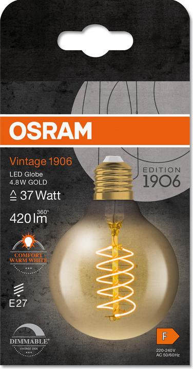 Immagine prodotto Osram Vintage-Lampe (E27, 4.80 W, 420 lm, 1 x, F)