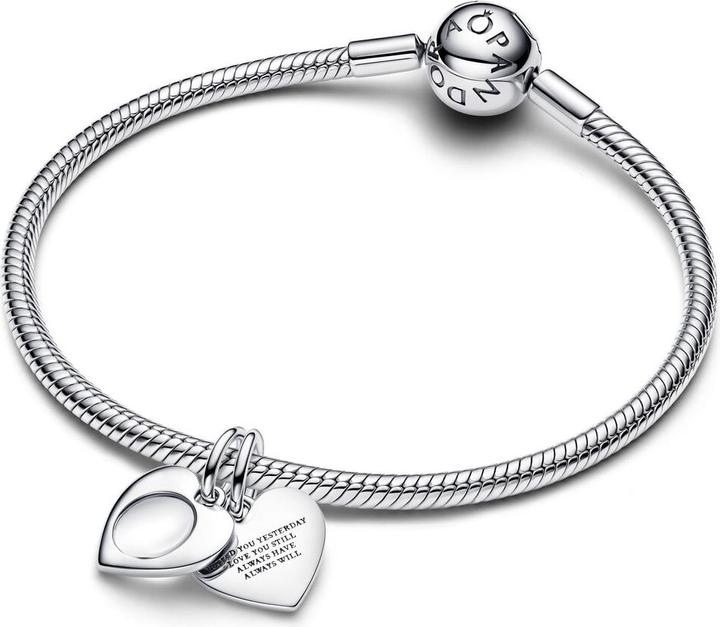 Immagine prodotto Pandora Engravable Heart Magnifying Glass Double Dangle Charm (Argento 925)