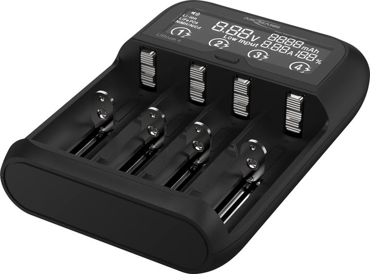 Ansmann Lithium/NiMH charger Lithium 4 (1 pcs., 10340, 10350, 10440, 10500, 12500, 12650, 13500, 13650, 14500, 14650, 16340, 16650, 17335, 17355, 17500, 17650, 17670, 18350, 18490, 18500, 18650, 18700, 20650, 21700, 22650, Rechargeable battery)