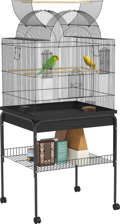 PawHut Vogelkäfig Stahl, Kunststoff Schwarz