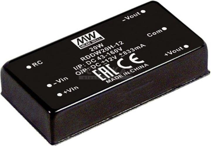 Produktbild MeanWell DC/DCWandlerModule Serie RDDW20 DIP/DIL x1 Case Dual Output 1 Railway