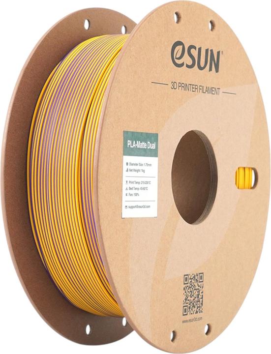 Immagine prodotto eSUN PLA MATTE DUAL 1,75mm PURPLE YELLOW 1kg (PLA, 1.75 mm, 1360 g, Multicolore)