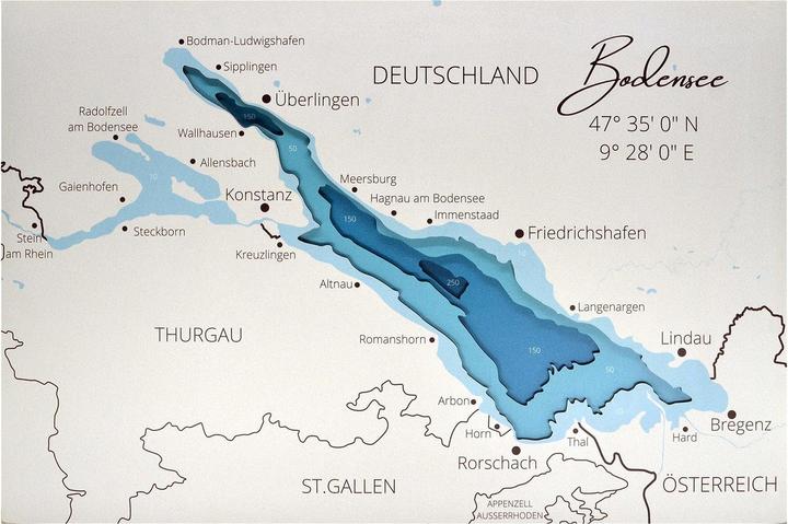 Produktbild Enjoy The Wood Bodensee - Seekarte aus Holz (30 x 45 cm)