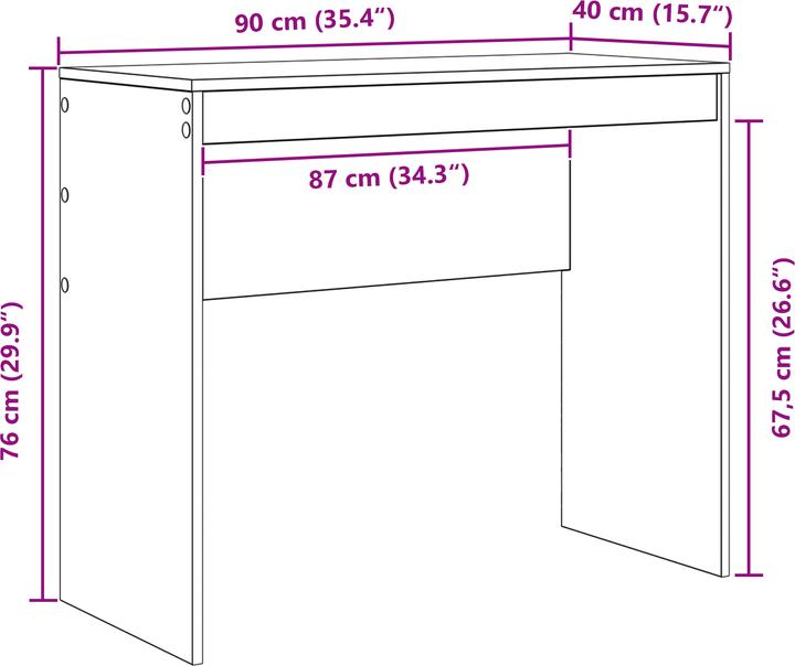 Produktbild VidaXL Schreibtisch Weiss Holzwerkstoff Mittel Minimalistisch (90 x 40 x 76 cm)