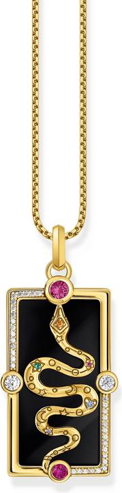 Immagine prodotto Thomas Sabo Ciondolo a catena Snake con smalto nero a freddo e pietre colorate placcato oro (Argento 925, Smalto/argento, Smalto)