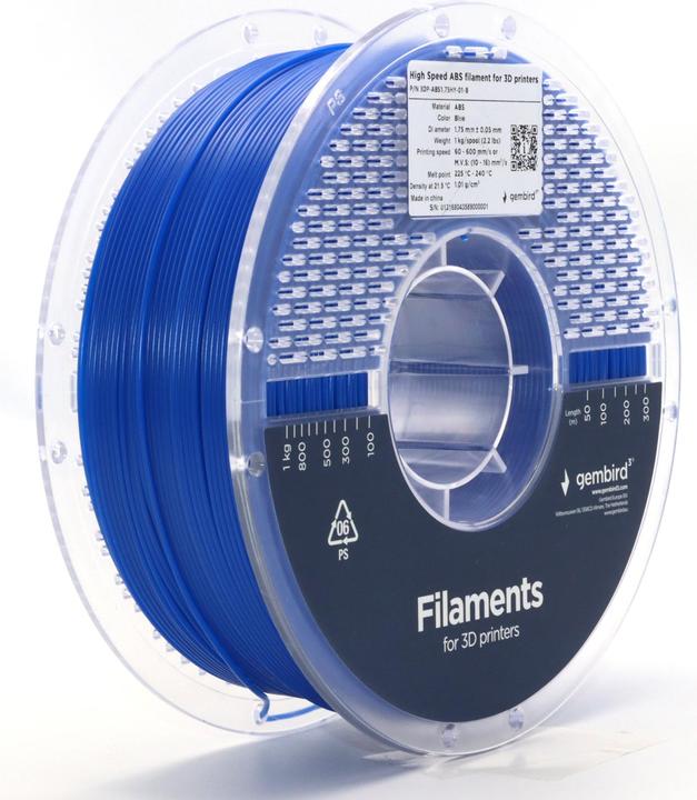 Image du produit Gembird 3DP-ABS1.75HY-01-B (ABS, 1.75 mm, 1000 g, Bleu)