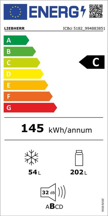 Energie-Label Liebherr Integrierbare Kühl-Gefrierkombination mit BioFresh Professional und SmartFrost (256 l)