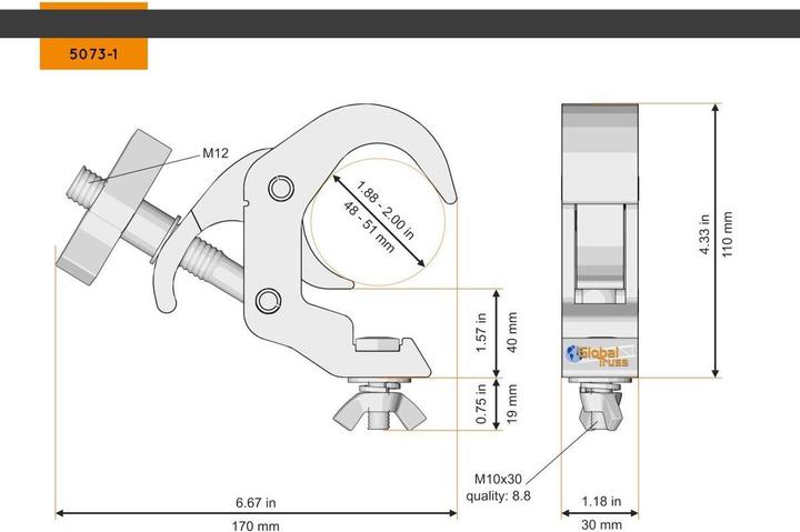 Actual product image Global Truss Selflock Hook Easy 48-51/30/250kg