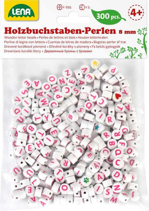Produktbild Lena Holz-Buchstabenperlen, weiss/rosa, 300-tlg., Beutel