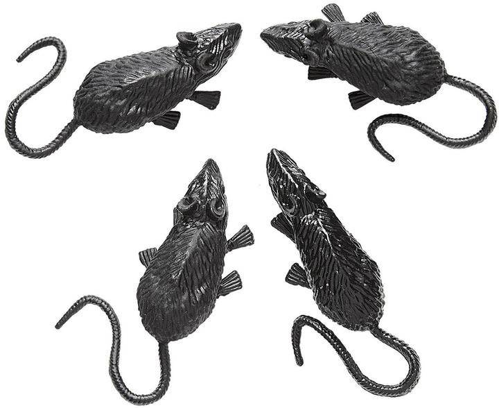 Produktbild Widmann Set mit 4 Mäusen 9cm gross aus Gummi (Spielmaus Katze)