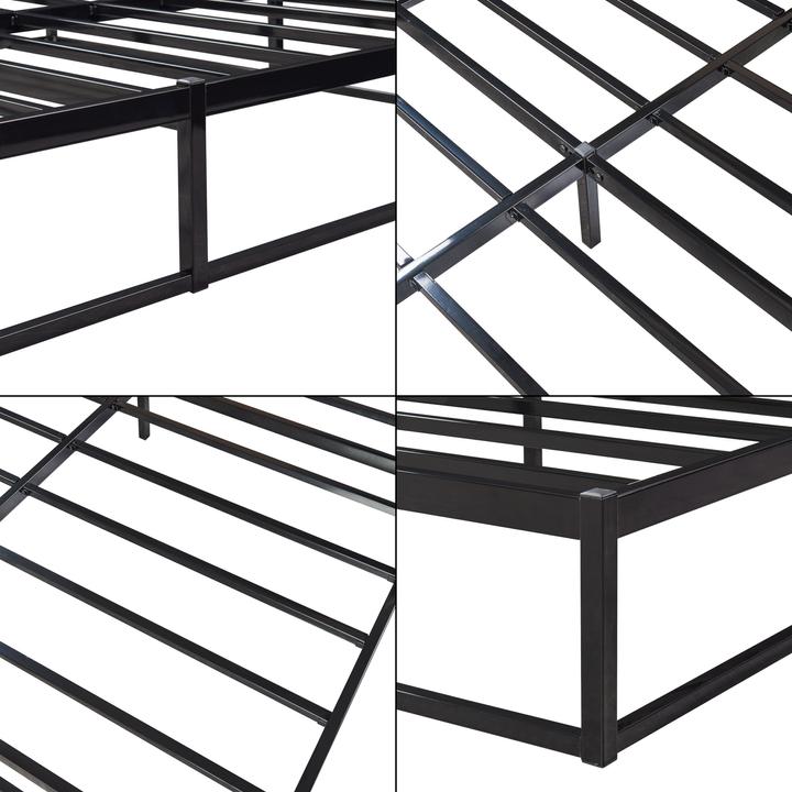 Produktbild En.Casa Metallbett Trerunta mit Matratze 140 x 200 cm Stahl Schwarz (140 x 200 cm)