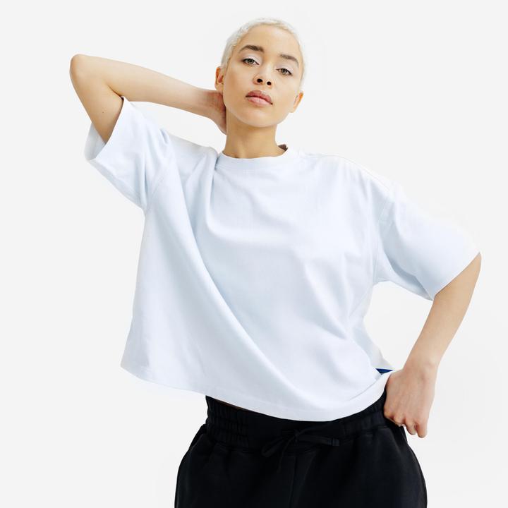 Image du produit Decathlon T shirt crop top femme, bleu (XS)