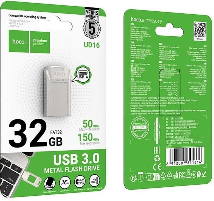 Image du produit Hoco Memory cards pendrive USB A + USB C UD16 32GB USB3.0 (32 Go, USB-A)