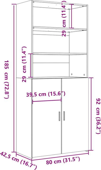 Actual product image VidaXL Highboard (80 x 42.5 x 185 cm)