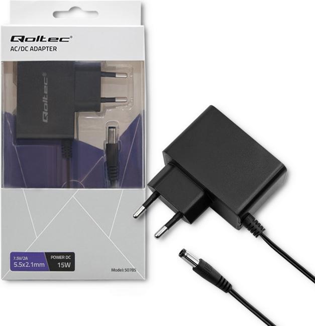 Image du produit Qoltec 50785 Alimentation plug-in 15W 7.5V 2A 5.5x2.1 (15 W)