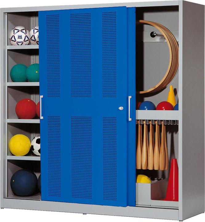 Actual product image C+P Sports equipment locker (HxWxD: 195x190x60 cm, with perforated sliding doors, type 5)