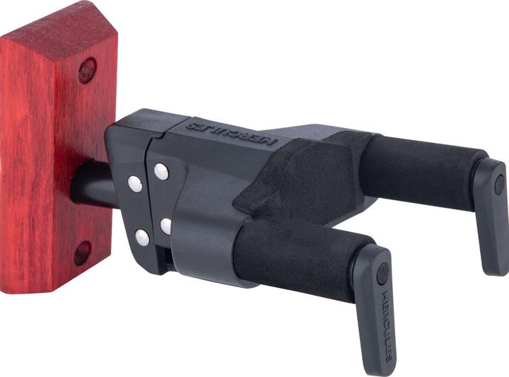 Image du produit Hercules GSP38WBR PLUS Support mural pour guitare avec plaque en bois rouge, court (Guitare électrique, Mandoline, Ukelelele, Banjo)