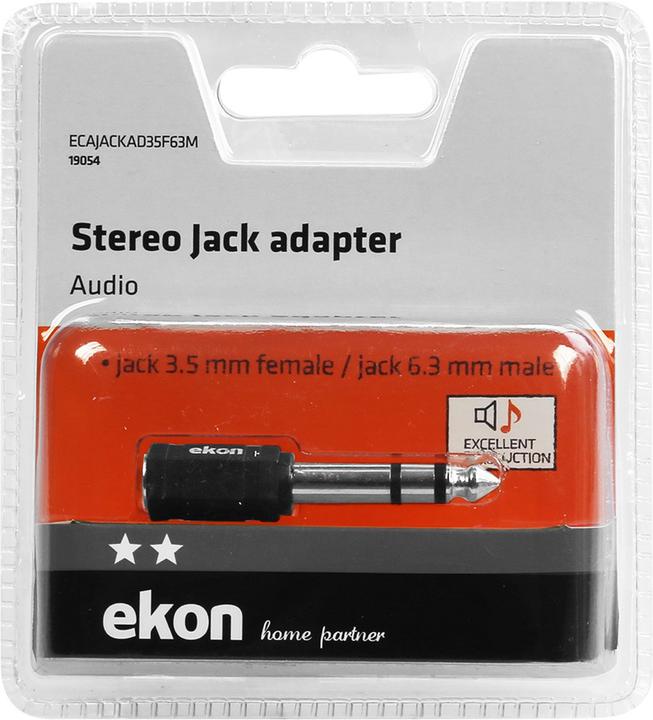 Produktbild Ekon Audio adapter with 3.5mm female jack and 6.3mm male jack connectors