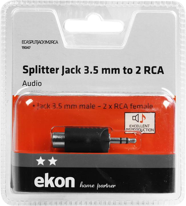 Image du produit Ekon Répartiteur de prise audio mâle vers deux RCA femelles (Séparateur audio)