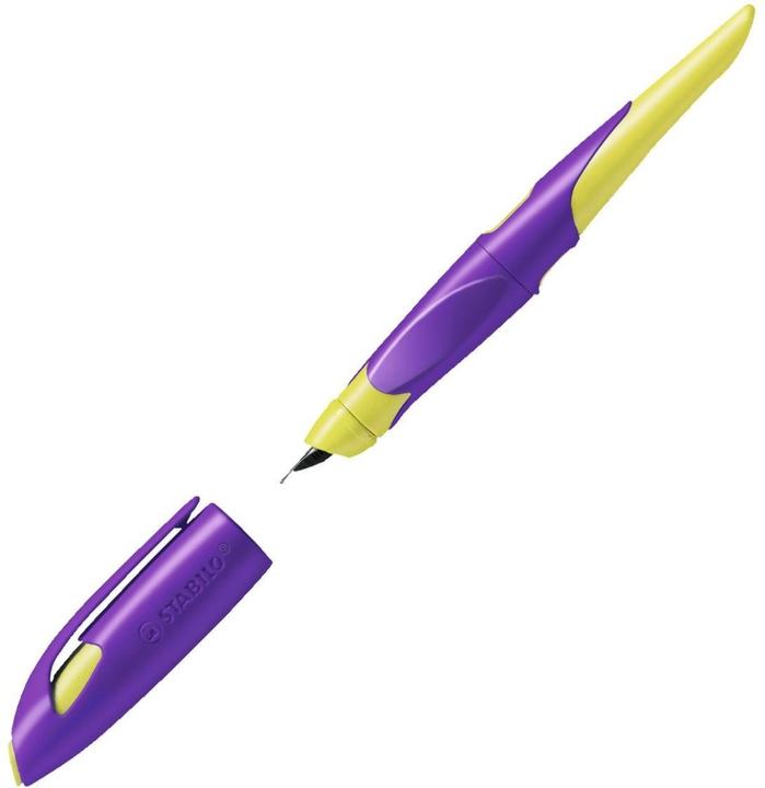 STABILO EASYbirdy R fountain pen, right-handed, violet/yellow nib width: A, ergonomic school foo... (Violet, Yellow, 1 x)
