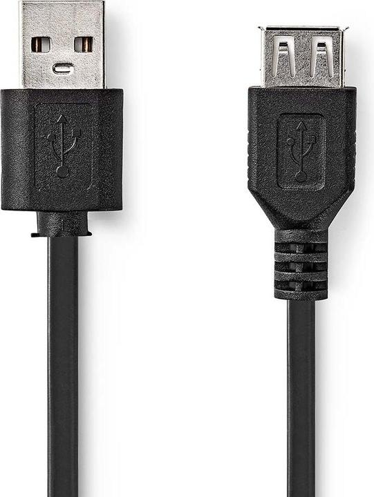 Produktbild Nedis USB-Kabel | USB 2.0 | USB-A Stecker | USB-A Buchse | 480 Mbps | Vernickelt | 1.00 m | Rund | P (1 m, USB 2.0)
