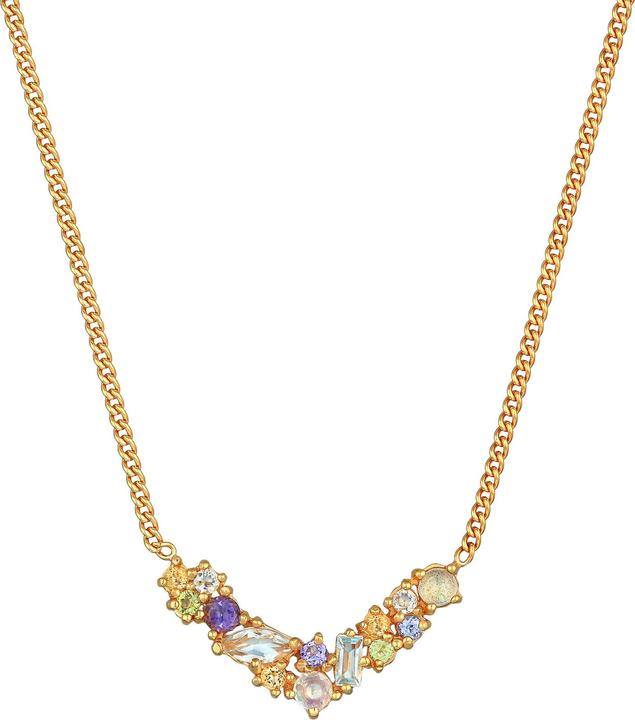 Elli PREMIUM Halskette Mondstein Topas Amethyst 925 Silber (925 Sterling Silber vergoldet, Labradorit, Mondstein, peridot, Citrin, Amethyst, Topas, 42 cm)