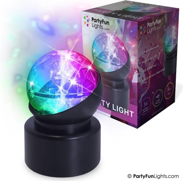 PartyFun Lights Start a party in ethvert rum with this mini party lamp. Party lamp roterer og skaber et spekta...