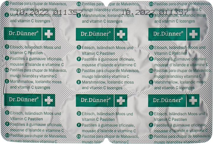 Nutritional values and ingredients Dr. Dünner Eibisch isländisch Moos Pastillen (24 Piece, Pastilles, 65 g)