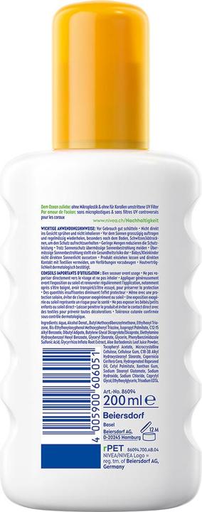 Actual product image NIVEA Sensitive Immediate Protect (Sun spray, SPF 50+, 200 ml, 233 g)
