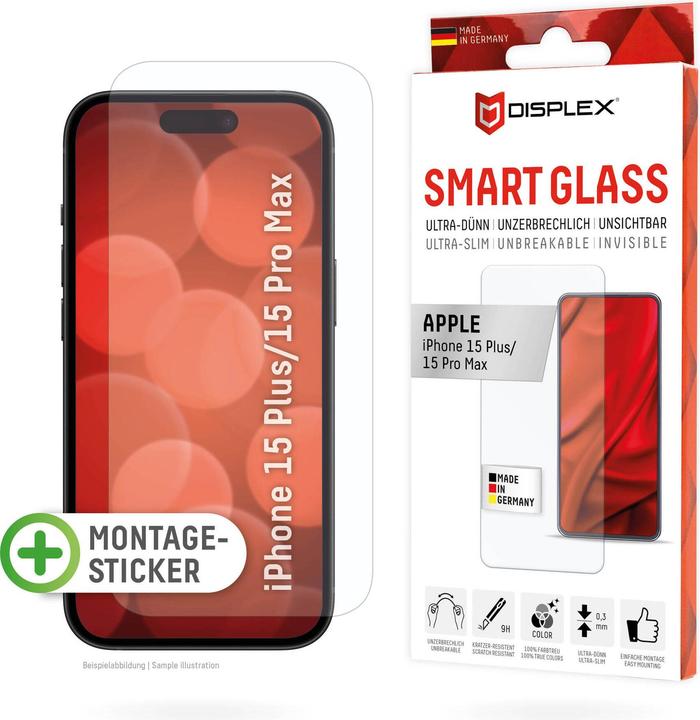 Produktbild Displex Smart Glass (1 Stück, Apple iPhone 15 Pro Max, Apple iPhone 15 Plus)