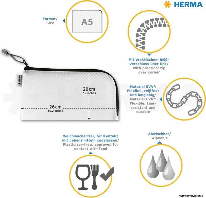 Actual product image HERMA A4 zip pocket