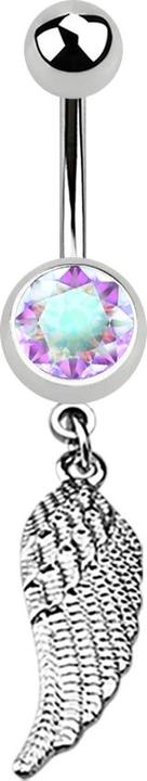 Star Piercing Banane silber mit Anhänger Flügel und Kristall multicolor (Chirurgenstahl 316L, ohne Messing)