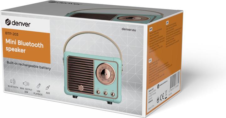 Immagine prodotto Denver Altoparlante retrò BT BTP-203 (4 h, Batteria ricaricabile)