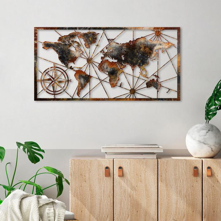 Image du produit Wallxpert Carte du monde en métal (120 x 60 cm)