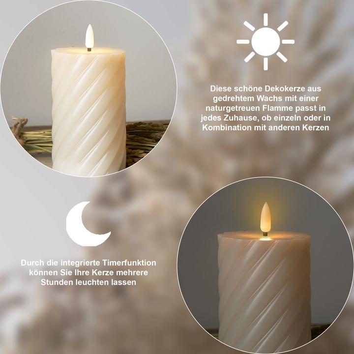 Produktbild Star Trading LED Kerzen mit Timerfunktion | Stumpenkerzen Beige | LED Kerze mit Timer | LED Stumpenk (1 x)