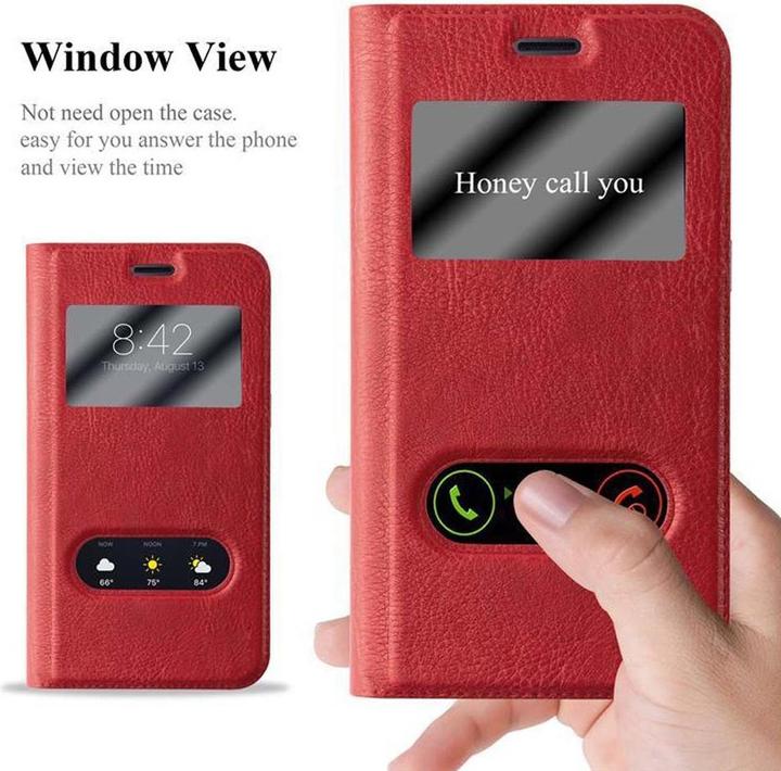 Actual product image Cadorabo Book with View double window cover (Samsung Galaxy J1)
